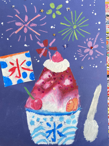 シロップたっぷりのふわふわかき氷を描こう (1)