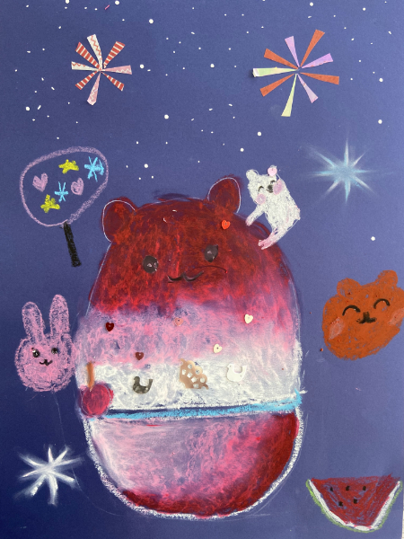 シロップたっぷりのふわふわかき氷を描こう (13)