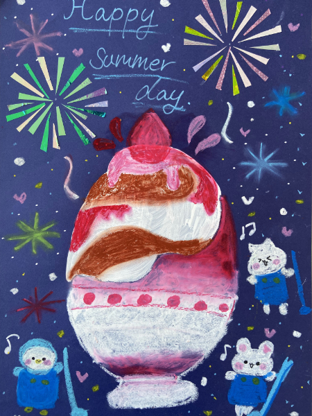 シロップたっぷりのふわふわかき氷を描こう (27)